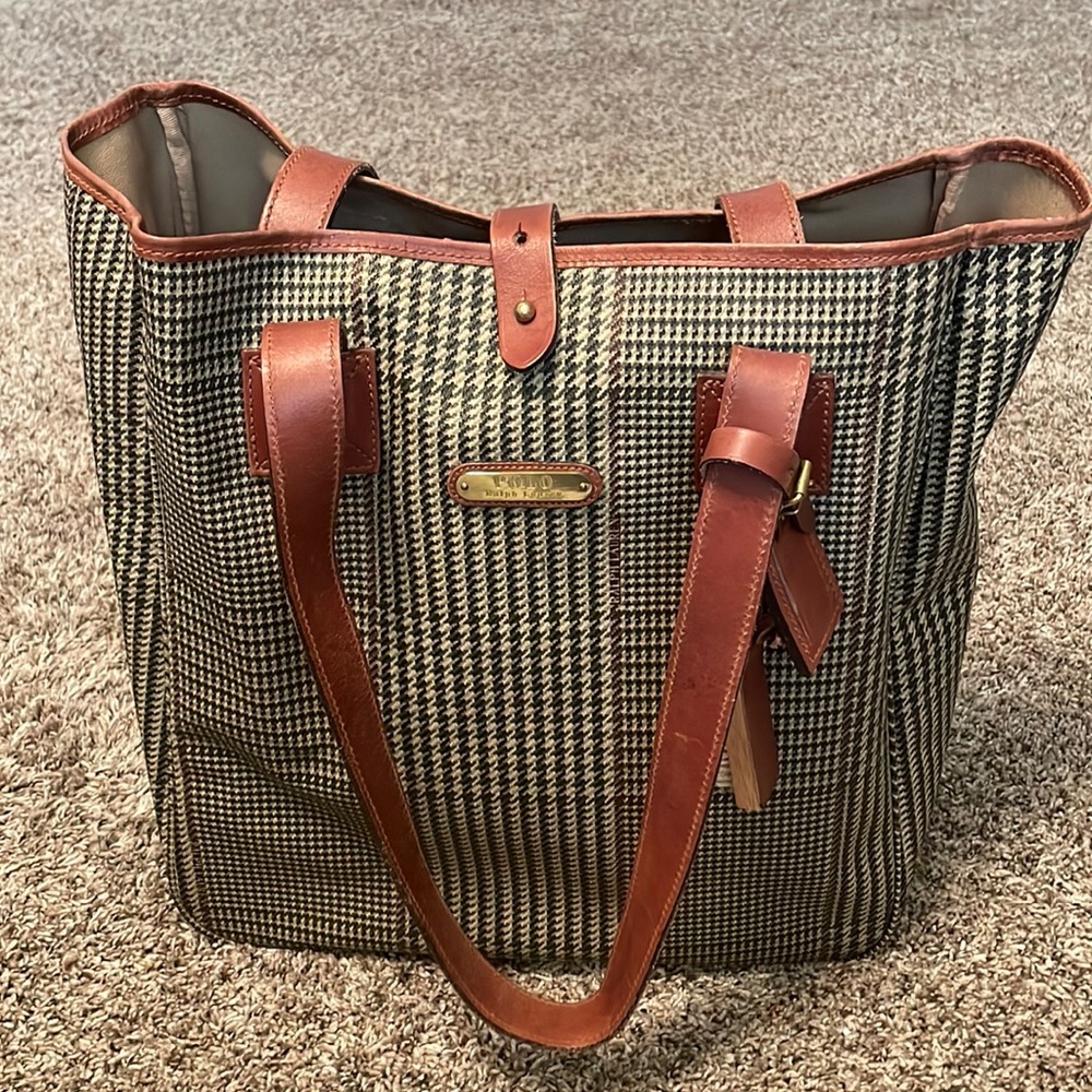 Ralph Lauren Polo Checkered Plaid Tote